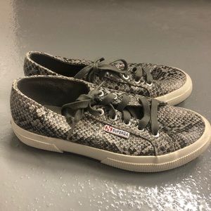 Superga grey snakeskin sneakers